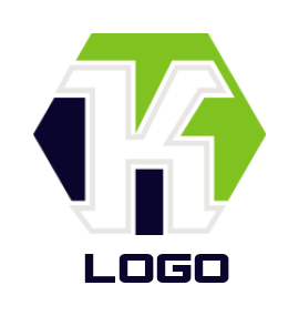 Letter K logo maker merged with polygon shape