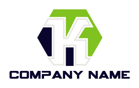 Letter K logo maker merged with polygon shape