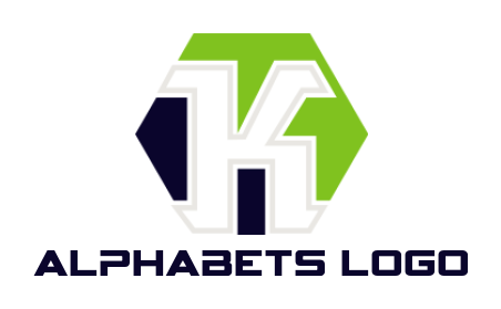 Letter K logo maker merged with polygon shape