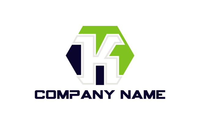 Letter K logo maker merged with polygon shape