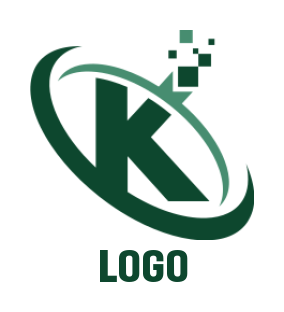 Make a Letter K logo with tech swoosh and pixels
