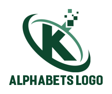 Make a Letter K logo with tech swoosh and pixels