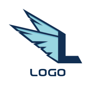 Letter L logo in shape of eagle with wings