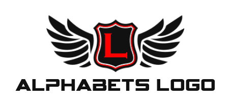 Letter L logo icon inside shield with wings 