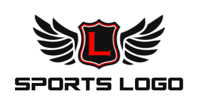 Letter L logo icon inside shield with wings