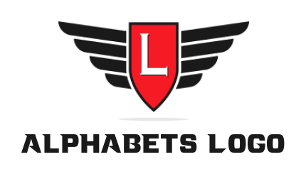 Letter L logo maker inside shield with wings 