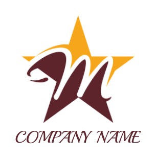 alphabets logo maker Letter M inside star