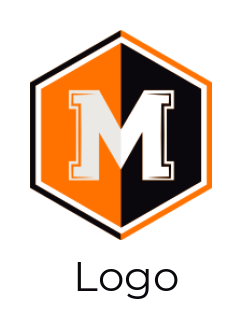 Letter M logo image inside polygon shape