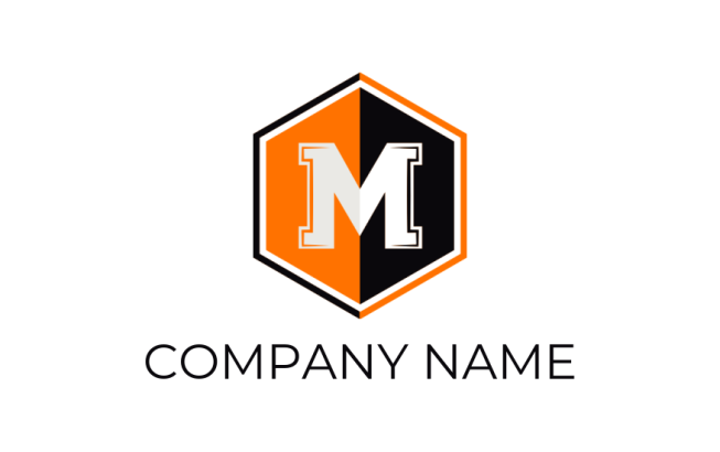 Letter M logo image inside polygon shape
