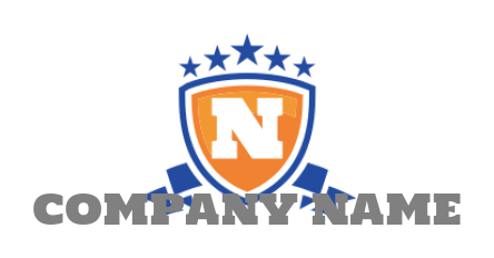 Letter N logo image combined with shield