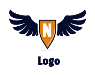 Letter N logo icon with shield and wings