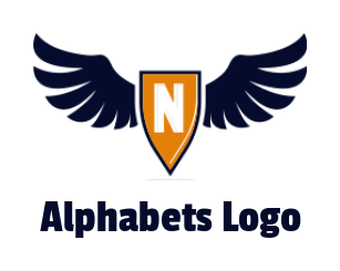 Letter N logo icon with shield and wings