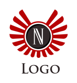 Make a Letter N logo inside circle with rays