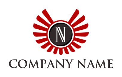 Make a Letter N logo inside circle with rays