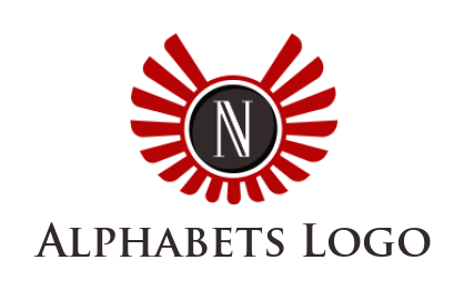 Make a Letter N logo inside circle with rays