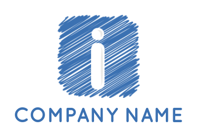 Create a Letter I logo inside scribble pattern