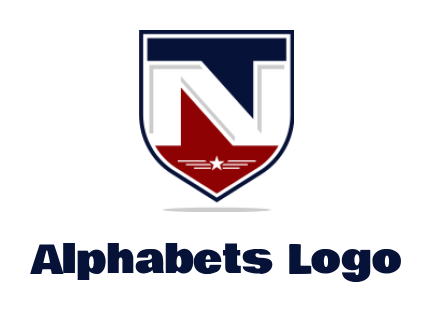 Design a letter N logo inside shield with star