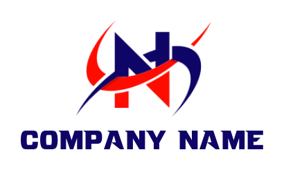 Letter N logo online merged with swooshes