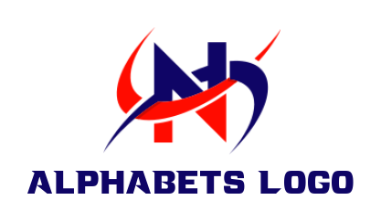 Letter N logo online merged with swooshes