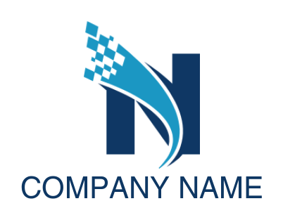 Letter N logo with swoosh and pixels