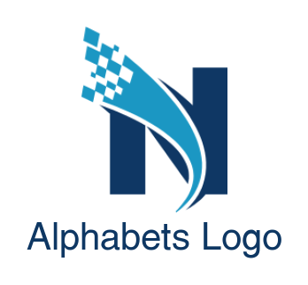 Letter N logo with swoosh and pixels