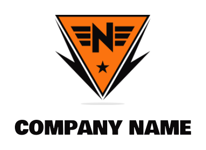 Letter N logo with wings inside triangle
