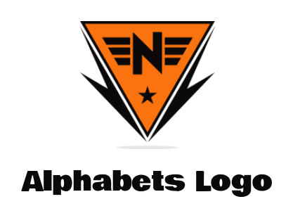 Letter N logo with wings inside triangle