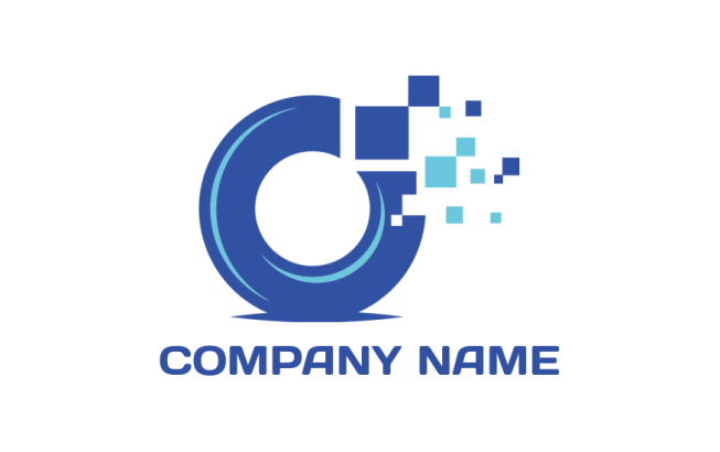Letter O logo template with digital pixels