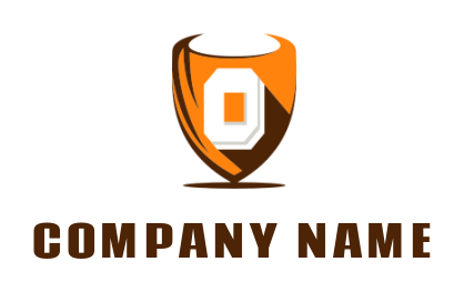 Letter O logo inside shield with drop shadow