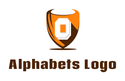 Letter O logo inside shield with drop shadow