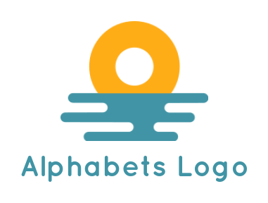 Letter O logo symbol made of sun with sea waves 