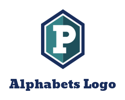 Letter P logo maker inside polygonal shield