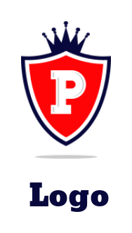 letter P inside the shield with crown