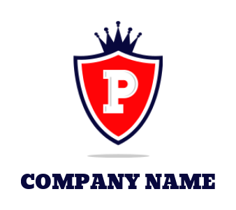 Create a Letter P logo inside shield with crown