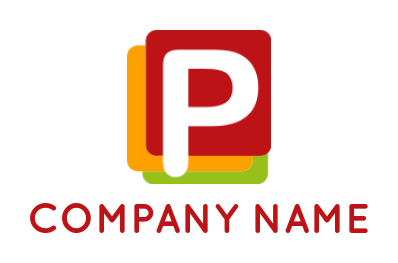 Letter P logo online inside three squares