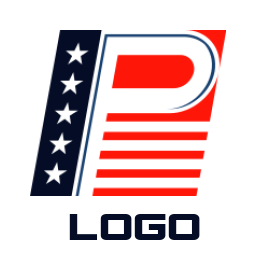 letter p merged with american flag icon