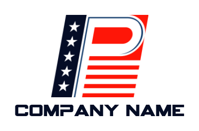 letter p merged with american flag logo icon