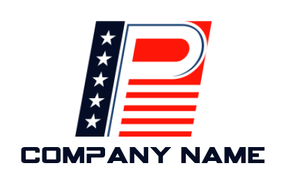 Letter P logo merged with American flag