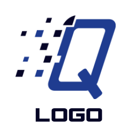 Letter Q logo image with digital pixels