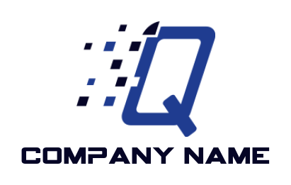 Letter Q logo image with digital pixels