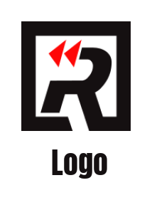 Make a Letter R logo in square with two arrows