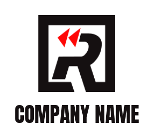 Make a Letter R logo in square with two arrows