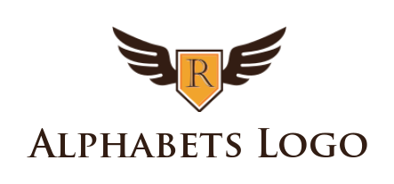 Letter R logo image in shield with wings