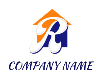 alphabets logo home behind negative space R