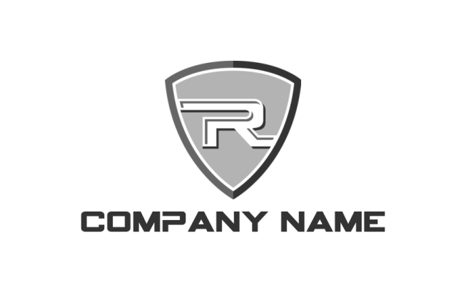 Letter R logo maker inside shield