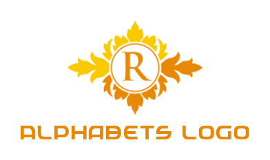 Letter R logo maker inside circle with flowers
