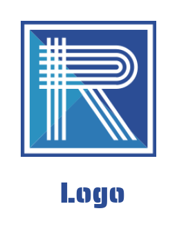Letter R logo made of lines and inside square