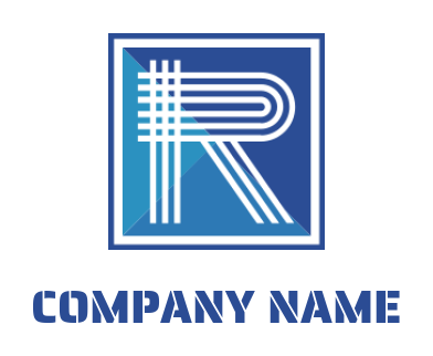 Letter R logo made of lines and inside square