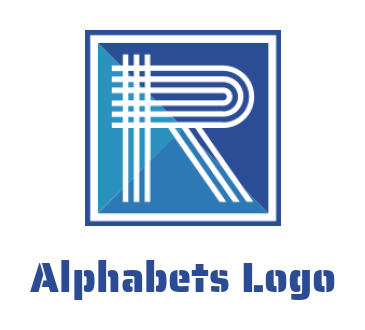 Letter R logo made of lines and inside square