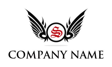 Letter S inside the circle with tribal wings